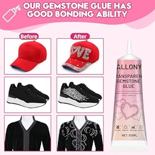 Allony 100ml Colla per Strass Su Tessuti, Colla per Tessuti Strass, colla Decorativa per Pietre Flacone per Strass, Diamante, Diamanti, Progetti Artistici e Artigianato, DIY e Accessori Moda