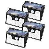 Peasur Luz Solar Exterior【4 Paquete/140 LED/3 Modos】Focos Led Exterior Solares con Sensor de Movimiento,IP65 Impermeable Luces Solares Led Exterior Jardin, Farolas potente para Exteriores,Patio,Garaje