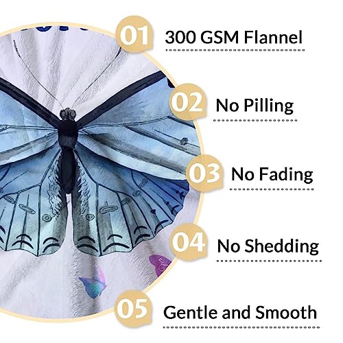Personalized Butterfly Blanket Gifts with Name - 50"x60" Cute Throw for Women, Girls - Purple Soft Fuzzy Blankets for Bed, Couch & Living Room