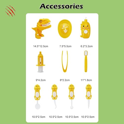 Miniatura 8 de Paquete de 19 piezas  9 piezas de juego de dentista de simulación de plástico (morado) + 10 piezas de juego de simulación de dinosaurio de plástico