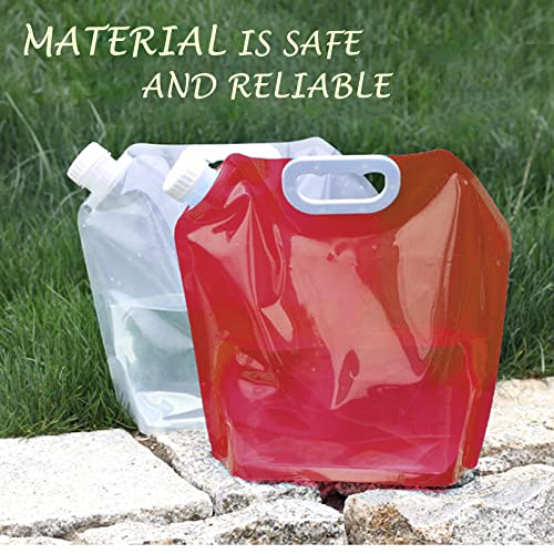 Wieysdoo Sac à Eau Pliable - Sac à Eau de Camping - Réservoir de Stockage d'eau Portable d'extérieur avec Robinet d'eau - 5 L (1,10 Bal) - Blanc-Transparent,1 pièces