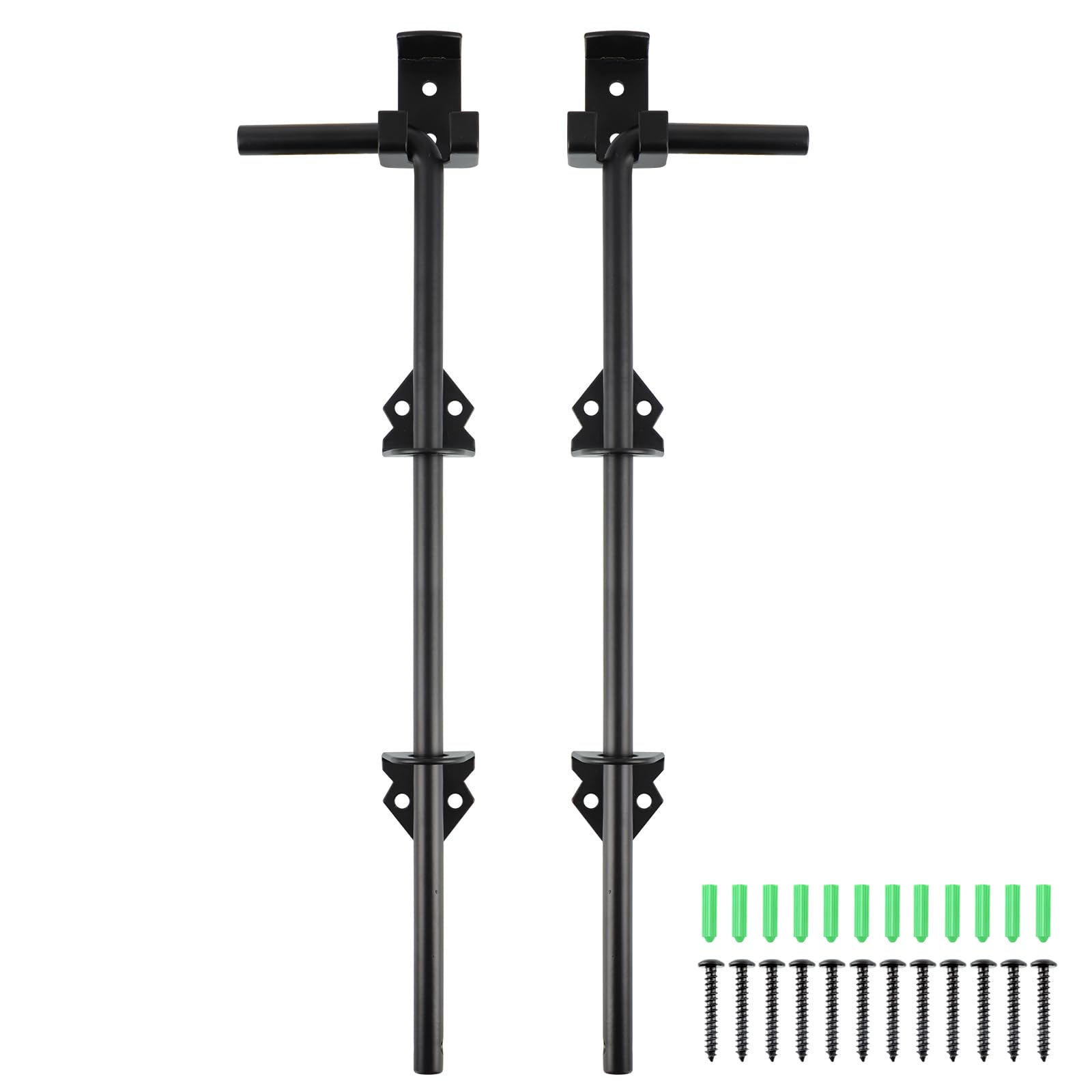 Skelang 2 Pcs Cane Bolt, 38 cm Heavy Duty Gate Drop Rod, Gate Ground Latch for Holding Wooden Gate Open and Shut
