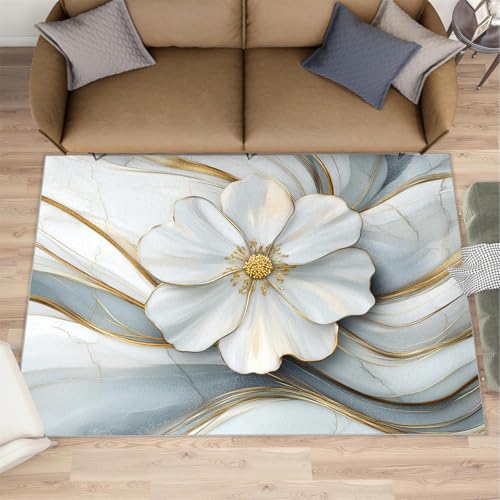 Tapete Decorativo Floral Blanco Oro 4x6ft Embossed miniatura 2