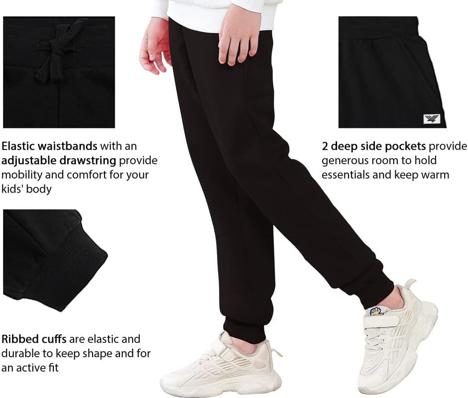 Kids Fleece Sweatpants Soft Brushed Joggers Pants Drawstring Casual Plain Sweatpants for Boys or Girls 3-12Y Kids Fleece Sweatpants Soft Brushed Joggers Pants Drawstring Casual Plain Sweatpants for Boys or Girls 3-12Y