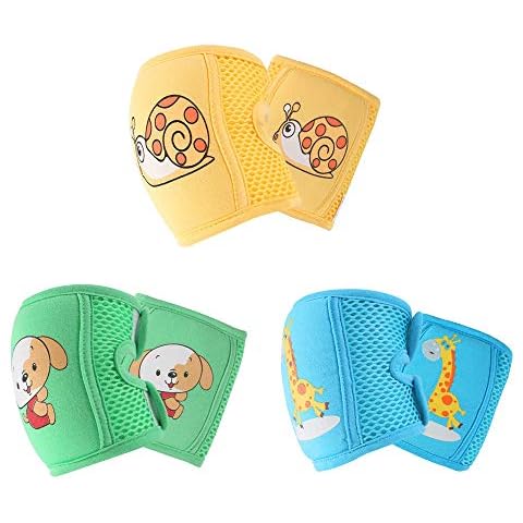 NASHRIO Baby Knee Pads for Crawling (3 Pairs), Anti-Slip and Protect Infants & Toddlers Knees, Elbows and Legs. Adjustable Straps and Breathable 3D Mesh for Boys and Girls (Unisex) Cover