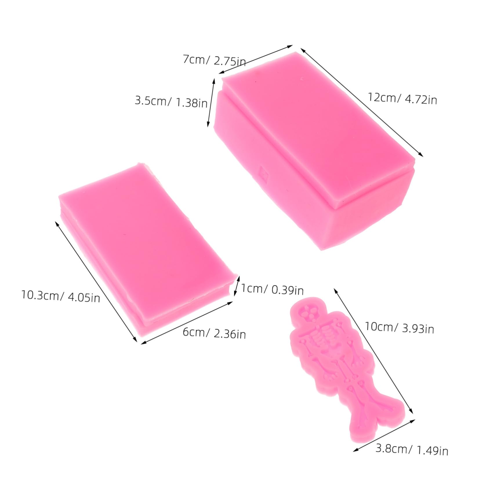 Angoily 3pezzi Stampo in Silicone Per Ossa Per Colata Di Resina Stampo Per Portachiavi Fai Da Te Per Halloween Per Polimerica Per Resina Epossidica
