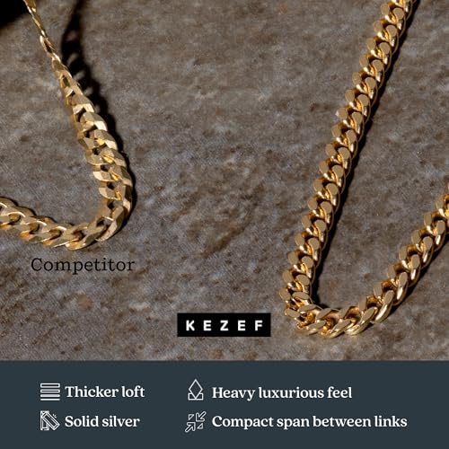KEZEF 3mm Miami 925 Sterling Silver Chain Necklace Men - Curb Diamond Cut Cuban Link Chain Men Women in 18kt Gold, Rose Gold, Silver Necklace - Made in Italy Chains - cadenas de plata 925 para hombre3