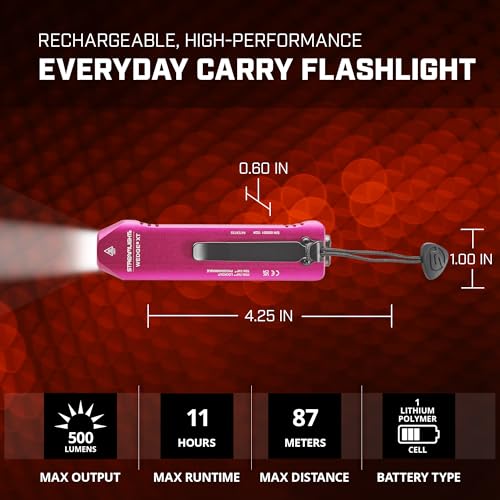 Image of Streamlight 88824 Wedge XT 500-Lumen 1,900-Candela Flat Everyday Carry Flashlight, Includes USB-Cable and Pocket Lanyard, Pink BCRF Edition