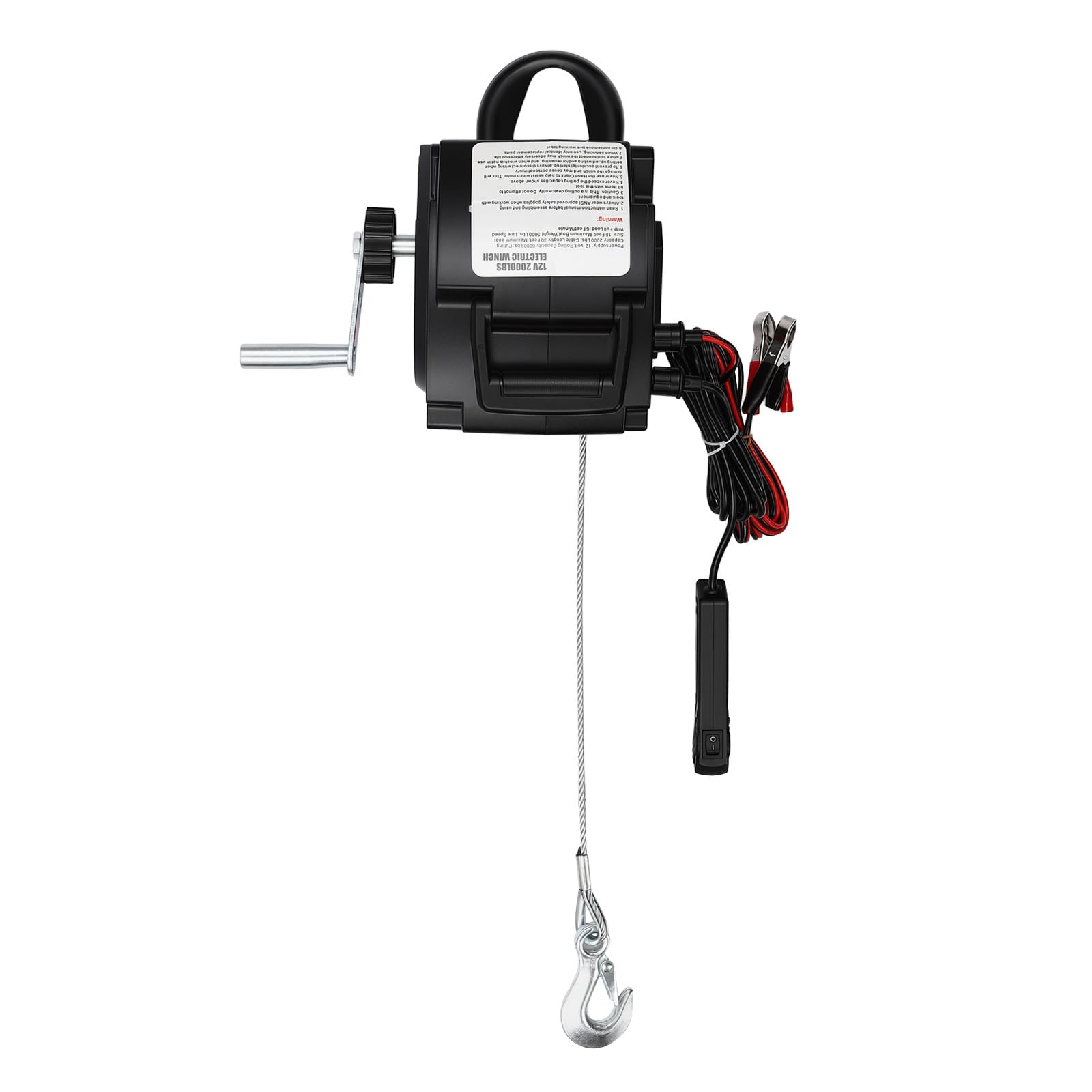 Elektrische Seilwinde 12V – Motorwinde mit Kabel- & Handsteuerung, für Bootstrailer, Anhänger & Fahrzeug, 907 kg Zugkraft, mit Überlastungsschutz & robuster Stahlkonstruktion