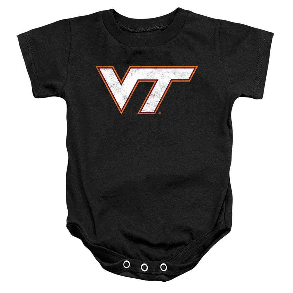 Virginia Tech Official Distressed Primary Unisex Infant Snap Suit for Baby,Black, 24 Months