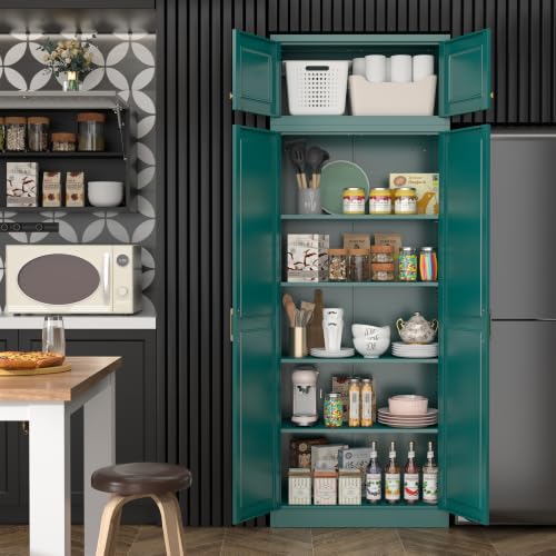 Image of Steeloong 86 inchMetal Pantry Storage Cabinet with Doors & 4 Adjustable Shelves