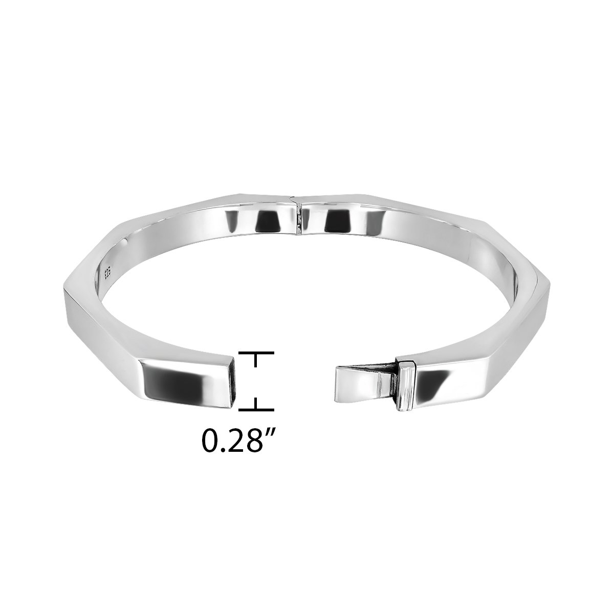 WithLoveSilver - Pulsera de Plata de Ley 925, Brazalete con Forma Octogonal de 7 mm