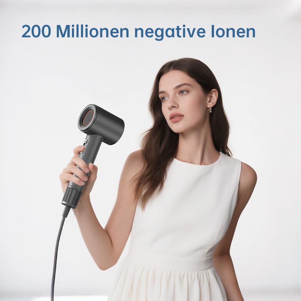 BOWEI Hochgeschwindigkeits Ionen Haartrockner mit Premium PU-Hartschalenetui Für schnelles Trocknen zuhause und auf Reisen, gegen Frizz und für glänzendes Haar