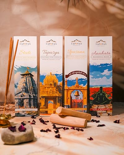 Image of Incense Sticks Pack of 4 (160 Sticks) Sandal Rose Nagchampa Musk Agarbatti for Puja Meditation Aromatherapy Long Lasting Fragrance Dhoop Sticks for Home Temple Prayer