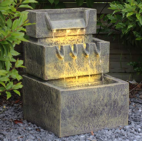 Preisvergleich Produktbild Arnusa Springbrunnen SB113 mit Beleuchtung Gartenbrunnen Wasserfall Terrassenbrunnen Balkonbrunnen