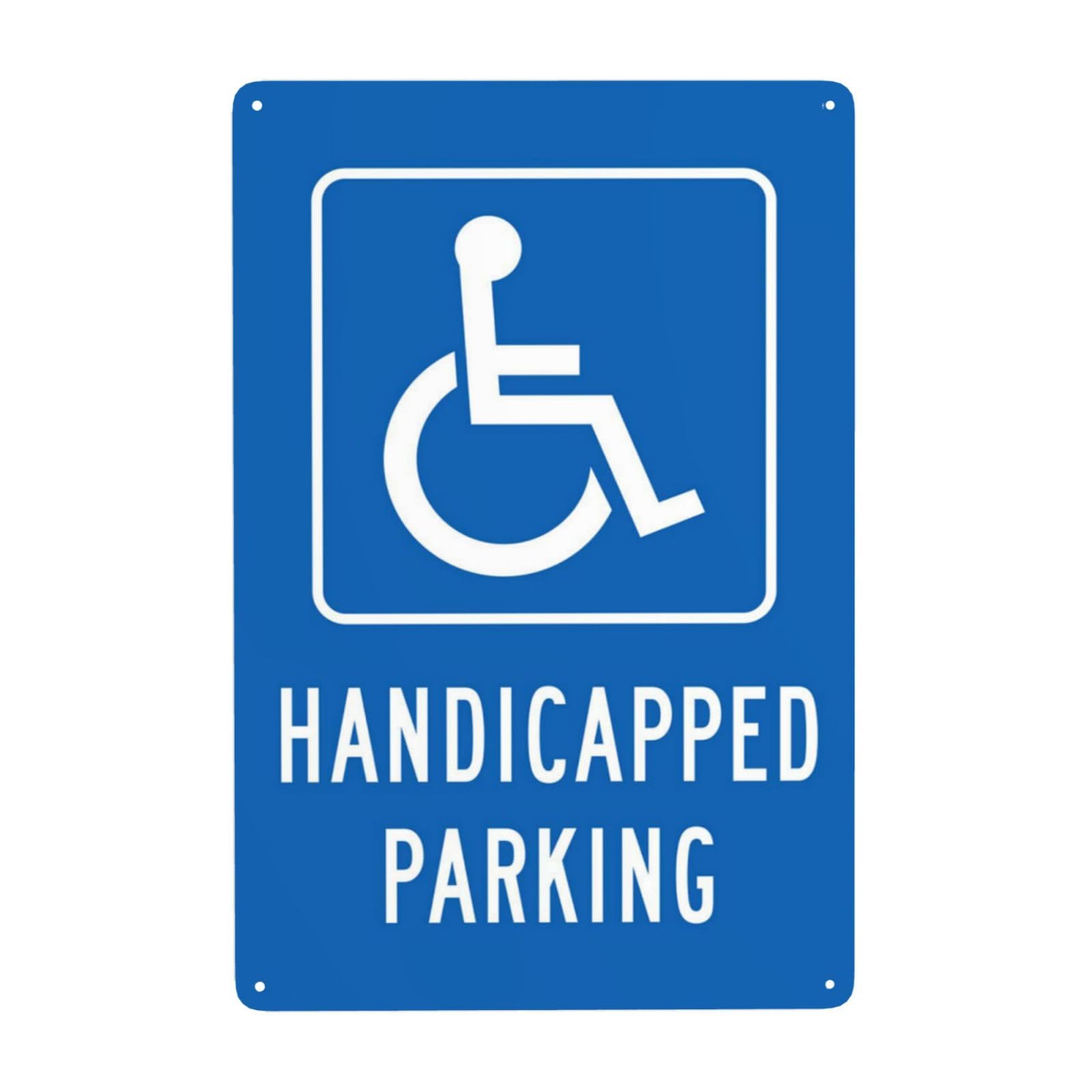 SMAZDFXX Handicap Parking Sign, Handicapped Metal Warning Signs, Cautions Security Tin Sign, Safety Signs for Street Business Wall Decor 5.5"x8"