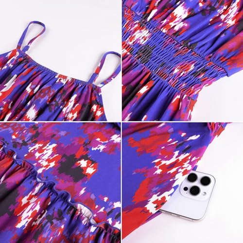 Image of GRACE KARIN Summer Dresses for Women 2026 Vacation,Smocked Floral Maxi Dress,Boho Beach Sundress with Pocket Fashion Clothing