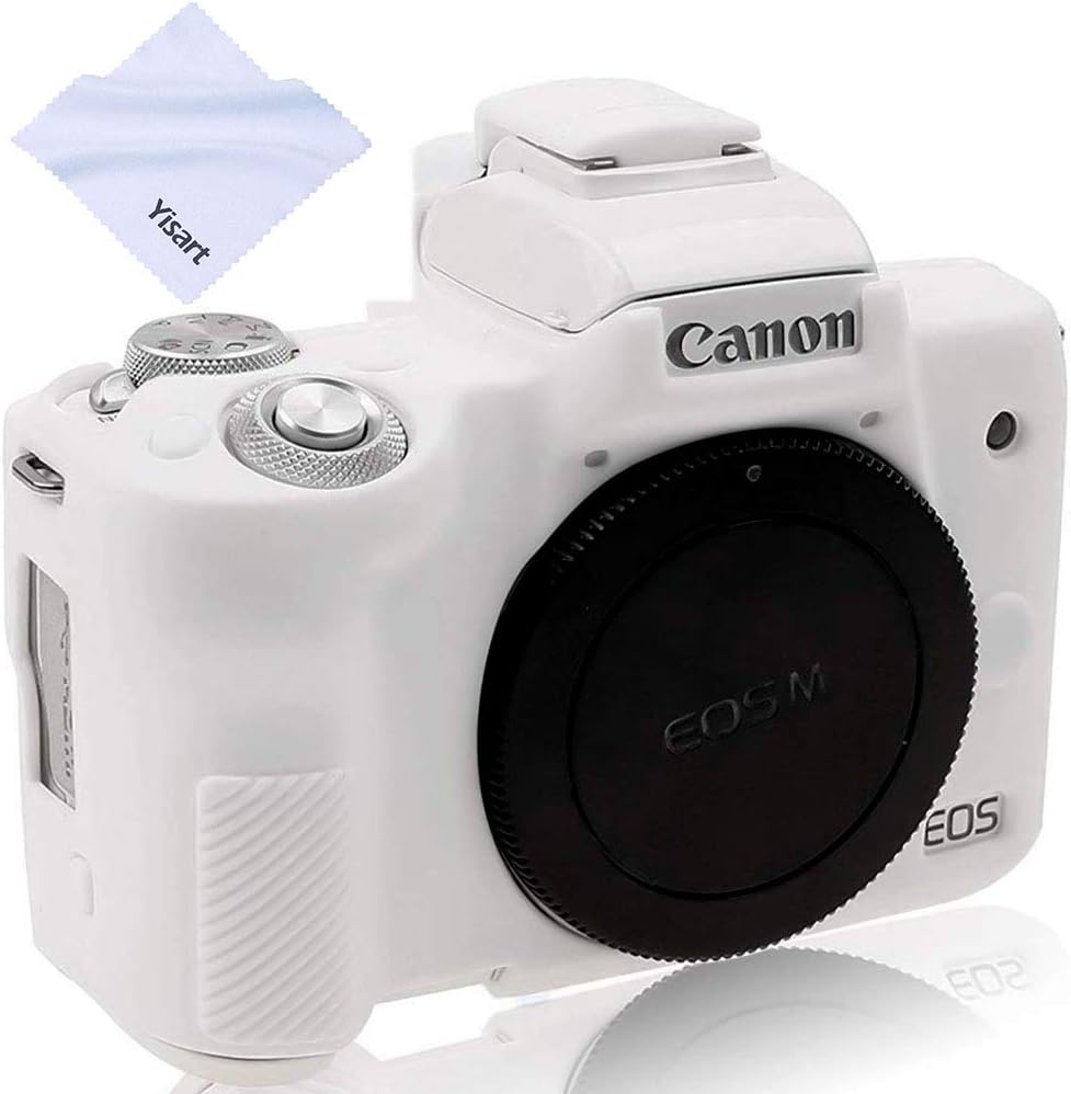 Case for Canon EOS M50/M50 Mark II, Soft Silicone Skin Housing Protective Cover Compatible With Canon Kiss M Camera Body (White)