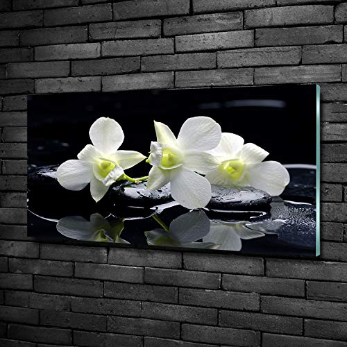 Tulup - Schilderijen op glas - 100x50 - Schilderij - Muurdecoratie - Wanddecor - Kunstdruk - Muurkunst - Modern Decoratief Beeld Gedrukt - Wandschilderijen - Decoratie Poster - Foto - Afbeelding - Bloemen en planten - Orchidee - Wit - Afbeelding 3