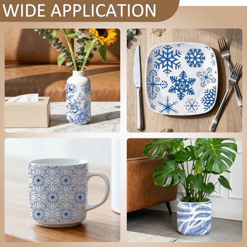 GLASSWINDS 10PCS Blue Rustic Underglaze Transfers for Pottery, 14.6x20.5 in Ceramic Clay Transfer Paper, Flower Transfer Stickers for Crafts Art DIY Ceramic Decals Underglaze Waterslide Decal - Thumbnail 7