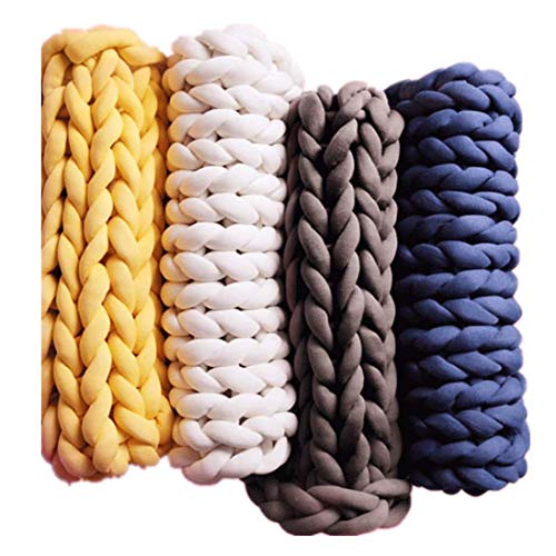 73Oz Super Soft Chunky Yarn, Beige 1.2Inch Thick Cotton Tubular Acrylic Bulky Big Roving Weight Jumbo Yarn For Hand Knitting Extreme Diy Arm Knitting Throw Rugs Pillow 110 Yards #TOP2