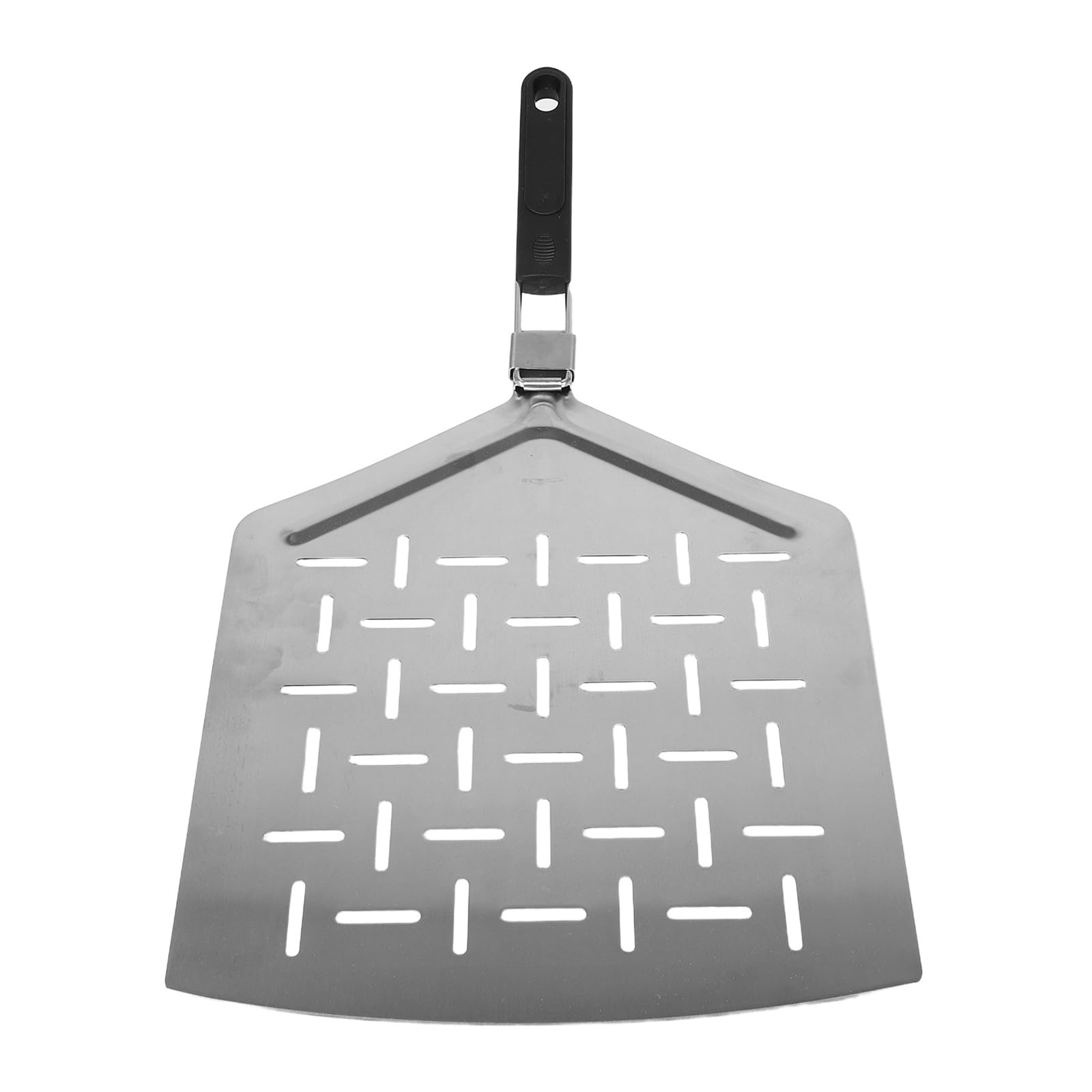 PATKAW Perforierter Pizzaschieber mit Klappbarem Griff 33cm aus Edelstahl Großer Rechteckiger Pizzaspatel und Einfaches Verstauen für Outdoor Pizzaofen Zubehör