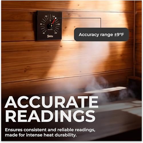 LUMERAM Aluminum Sauna Thermometer - 100% Anodized Aluminum, Large Numbers, Durable and Long Lasting, Easy to Install Sauna Thermometer Fahrenheit by LUMERAM - Used condition - Image 4