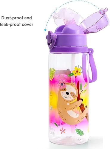 Miniatura 9 de Home Tune Bonita botella de agua para la escuela, niños, niñas, sin BPA, a prueba de fugas, fácil de limpiar, 24 onzas, tiburón