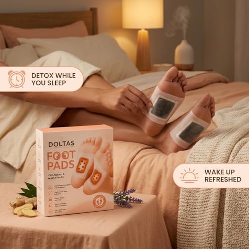 Image of DOLTAS Herbal And Gentle Ingredient Detox Foot Pads, Natural (Pack of 2) - Bamboo Vinegar Foot Patch for Sleep Support, Foot Comfort, Relaxation & Overnight Wellness | Acupoint Micro-Massage Technology | Natural Herbal Detox Foot Pads for Daily Foot Care
