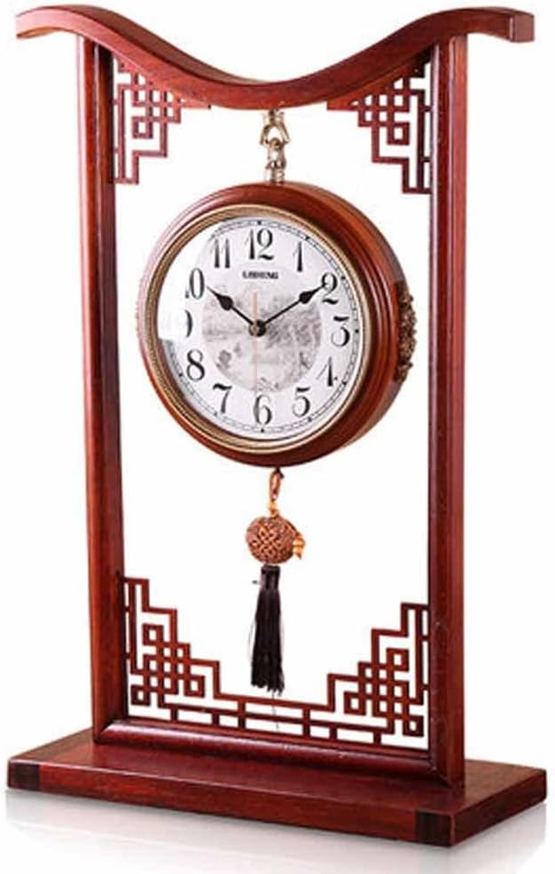 Large Size Double-sided Clock Table Clock Living Room Solid Wood Ornaments Clock Mute Desktop Home Desk
