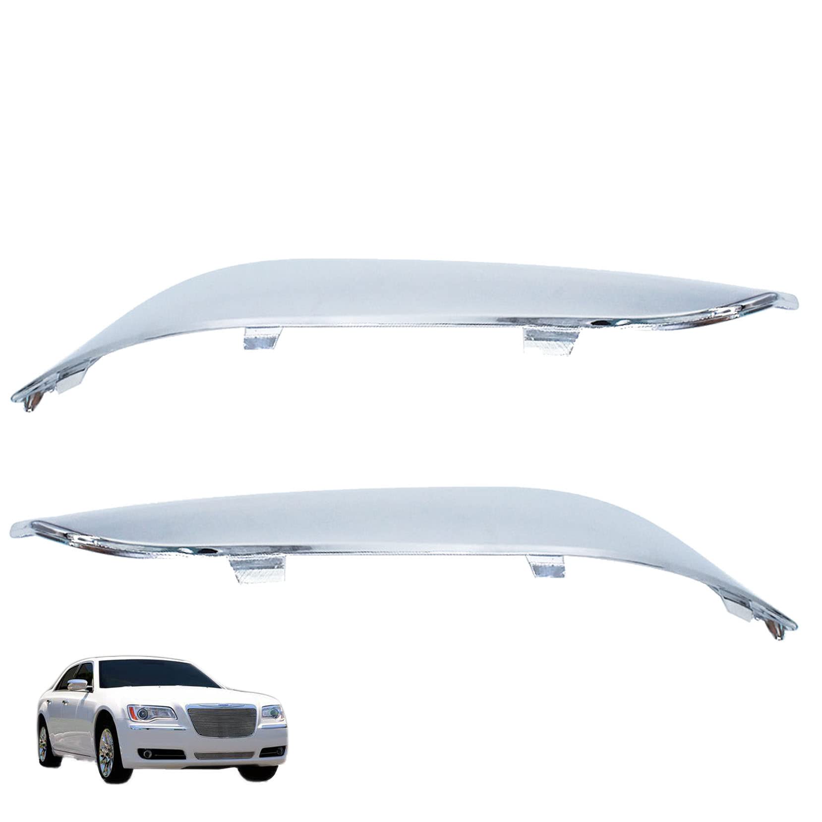 SEBLAFF 2PCS Front Bumper Molding Trim Chrome Right and Left Replacement for 2011 2012 2013 2014 300