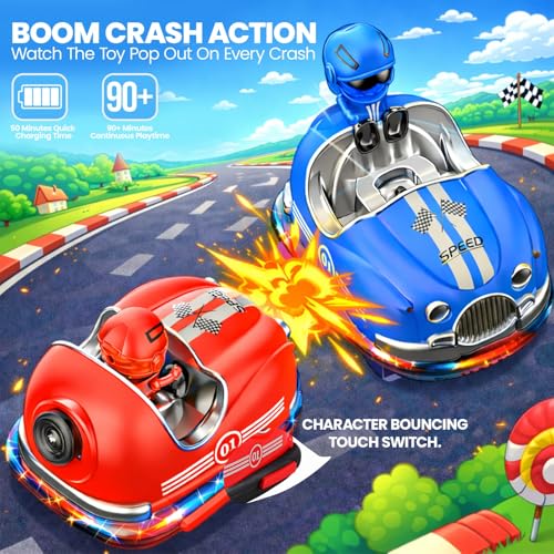 Image of Remote Control Bumper Car Toy for Two Players | 2.4GHz RC Bumper Car | High-Speed Racing Toy | USB Rechargeable | Fun Battle Game | Birthday Gift for Boys & Girls
