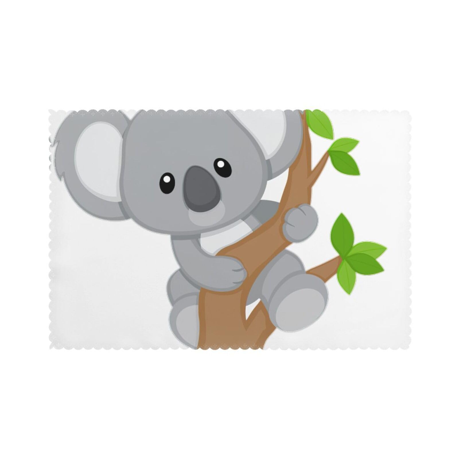 Hugging Tree Koala Print Placemats Set Of 6, 12x18 Inch Polyester Washable Heat Resistant Kitchen Dining Table Mats