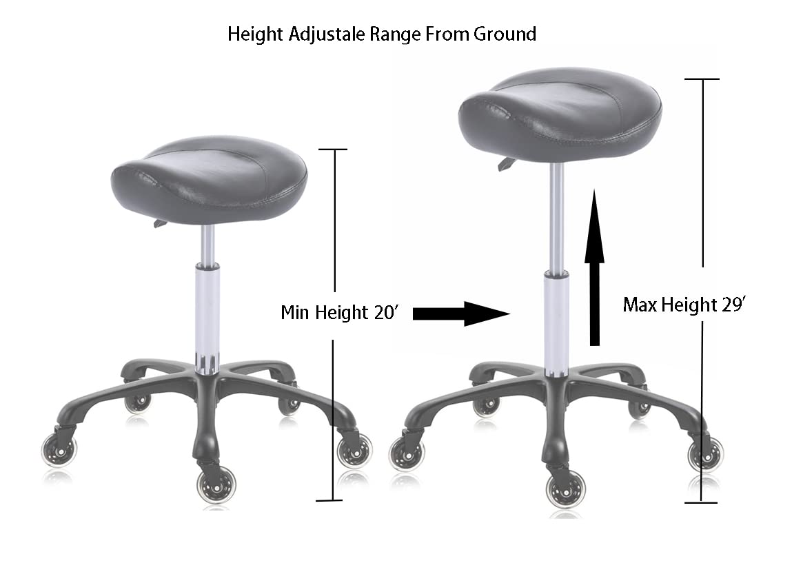 スツール UNage Amazon.com: Hydraulic Saddle Stool with Wheels Height