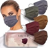 VIRTUE CODE Balance Face Masks - Soft 3 Ply Comfort Face Masks, Colorful Disposable Face Mask 50 Pack. Earth Tones Colored Masks. Adults Mens and Womens Disposable Face Masks