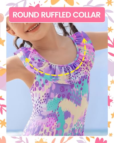 Image of Angel season Girls Swimsuits Kids Bathing Suit One Piece Swimwear with UPF 50+ Cute
