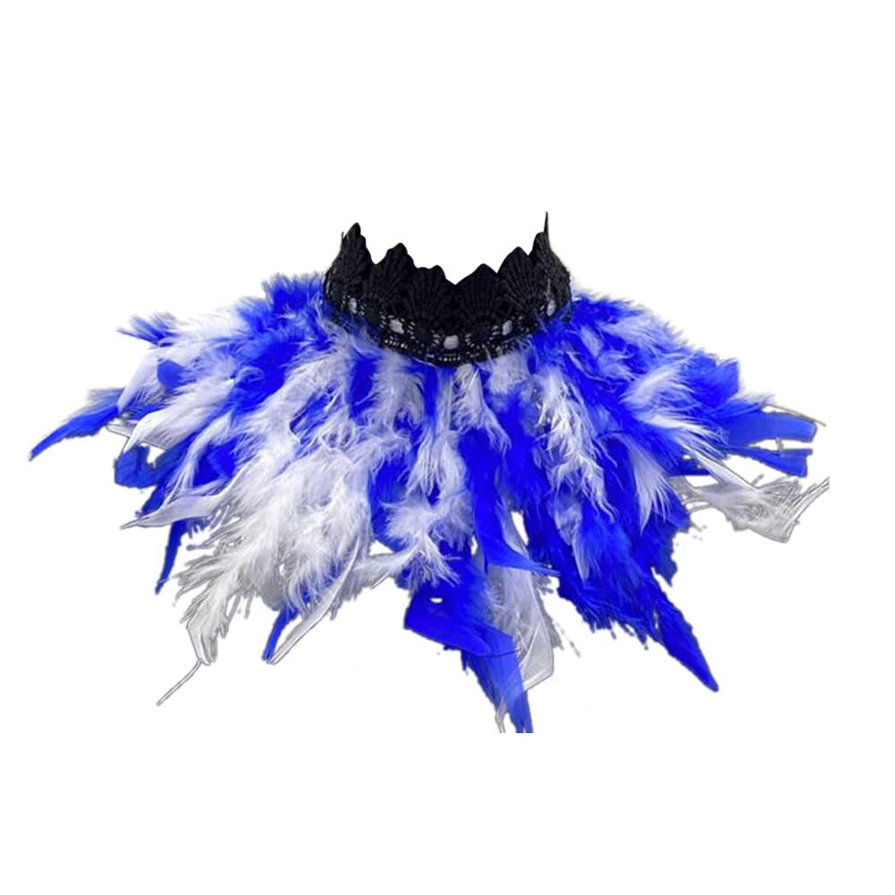 Uposao Feather Collar Shawl Feather Choker Cloak Natural Feather Collar Props For Cosplay Party Performance Model Walk Halloween Ball Feather Collar Shawl Props