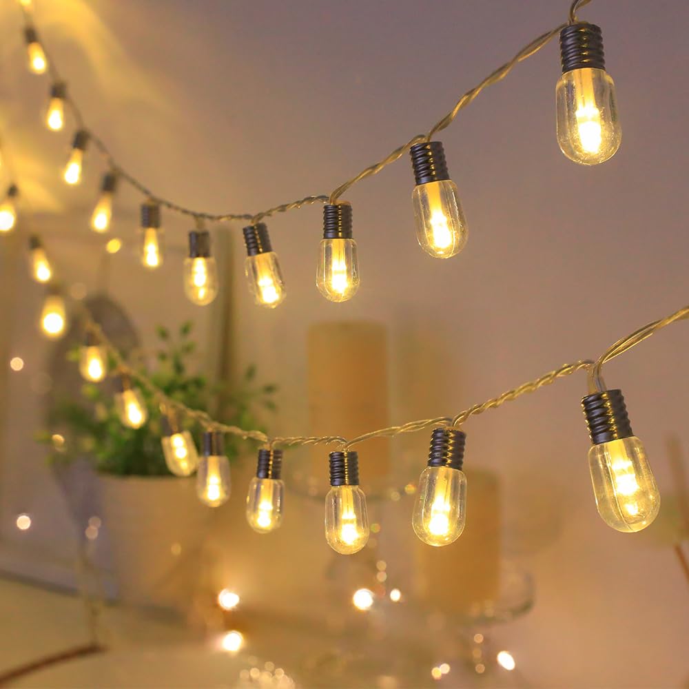 AGOTD LED Lichterketten Batterie, 20er Dekorative Klare Kugel Lichterkette, LED Lichterketten mit Timer für Innen Außen, Wohnheim, Zimmer, Hochzeit, Party, Weihnachten