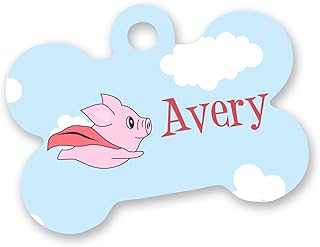Personalized Flying Pigs Bone Shaped Dog ID Tag - Small
