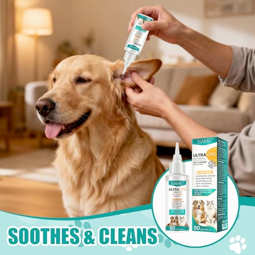 exatta Ohrenreiniger Hund, Hund Ohrenreiniger, Hundeohren Reiniger, Ohrreiniger für Hunde, Hunde ohrenreiniger, Ohrenschmalz und Geruch Entfernen, Ohrreiniger für Alle Katzen und Hunde, 50ml