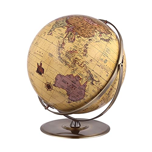 LOKLNEYK Globo terráqueo, Globo geográfico Vintage de 42 cm diámetro, Globo terráqueo Grande con Bola y Base Acero Inoxidable, decoración Escritorio, Regalo