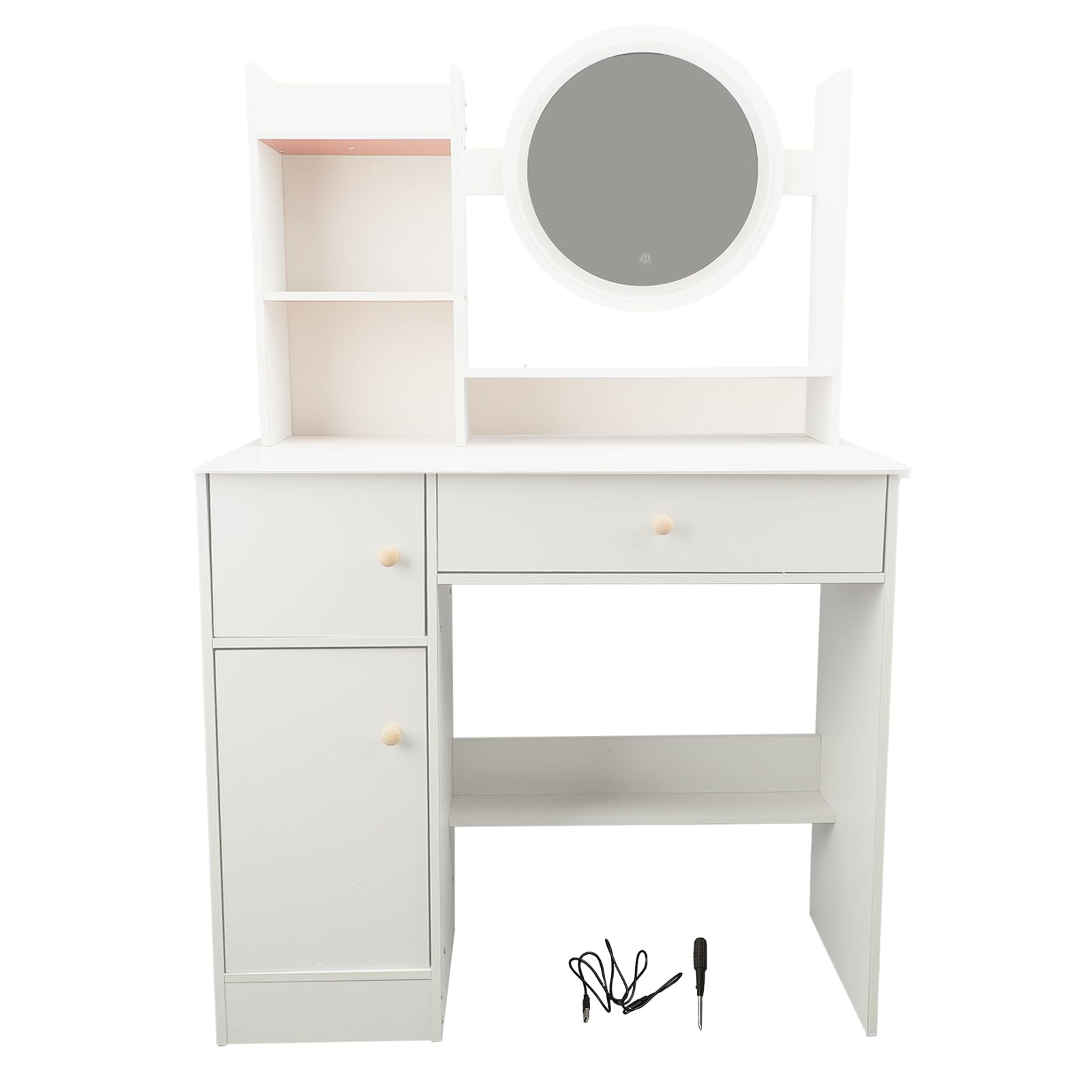Vanity Desk con Specchio e Luci Tavolo da Trucco Moderno per Camera da Letto Dal Design Straordinario con 2 Cassetti