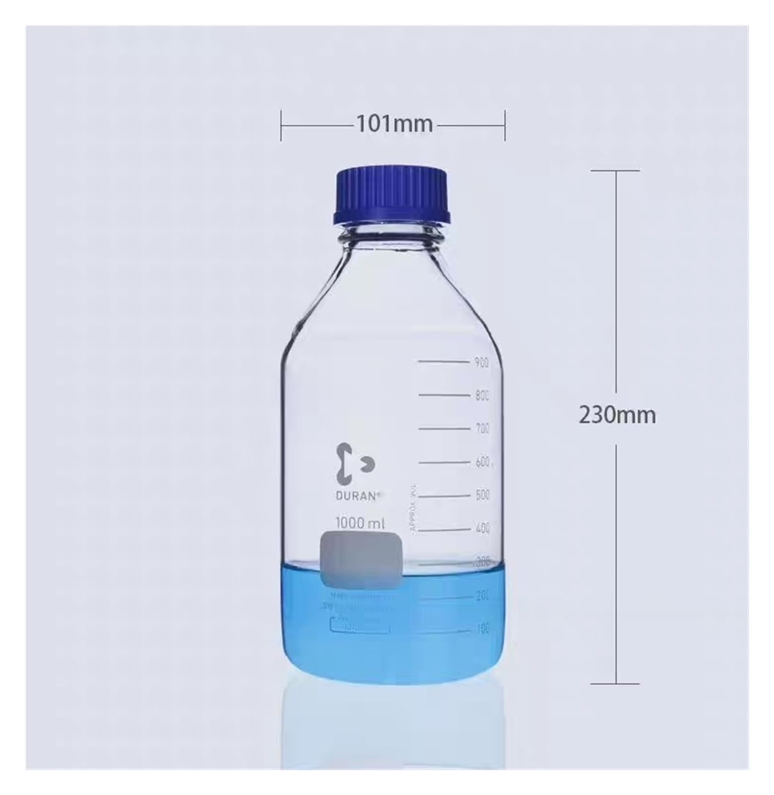Laboratorio 25 250 500 1000mL della bottiglia del reagente con tappo blu a vite in vetro borosilicato alto(50mL)