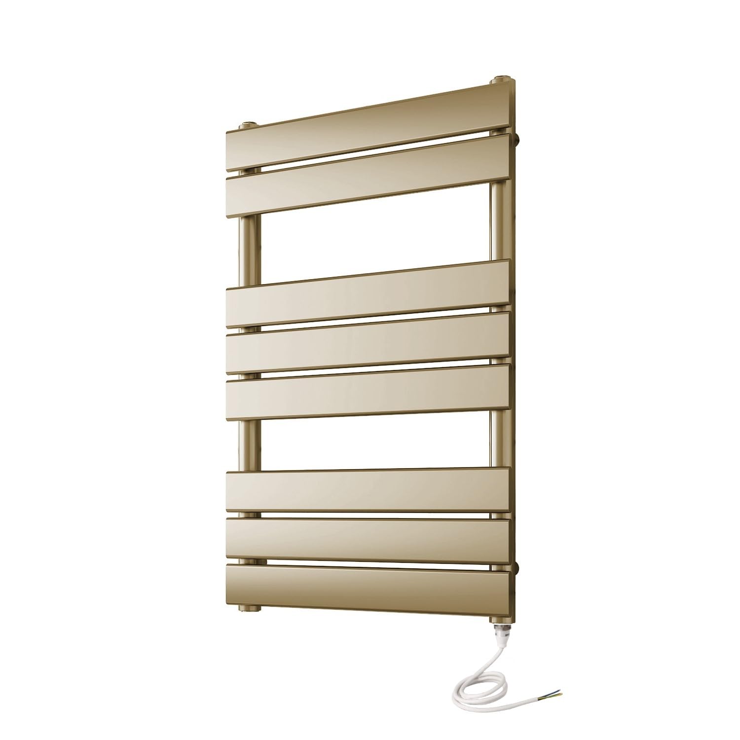 Greened House Richmond Electric Heated Towel Rail Brushed Brass Flat Panel Bathroom Radiator (500mm W x 800mm H)