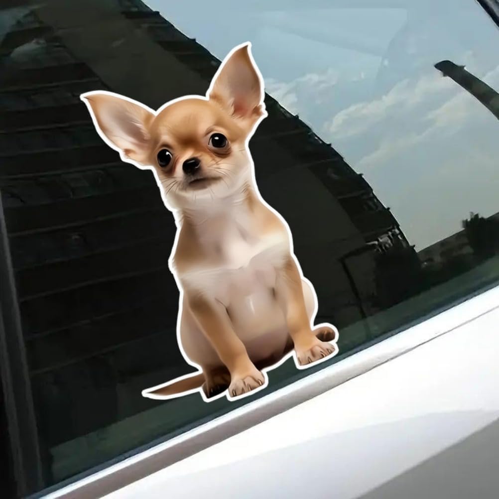 2pcs 3.94"x5.91" Chihuahua Dog Cartoon Car Decal, Scratch Cover Vinyl Sticker for Vehicle Body, Laptop, Glass Door & Window Decoration, Waterproof Exterior Car Accessories |#AZ249 - Image 5