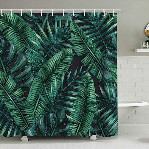 Rideau de douche vert 200x230 grand format imperméable lavable avec anneaux - 2