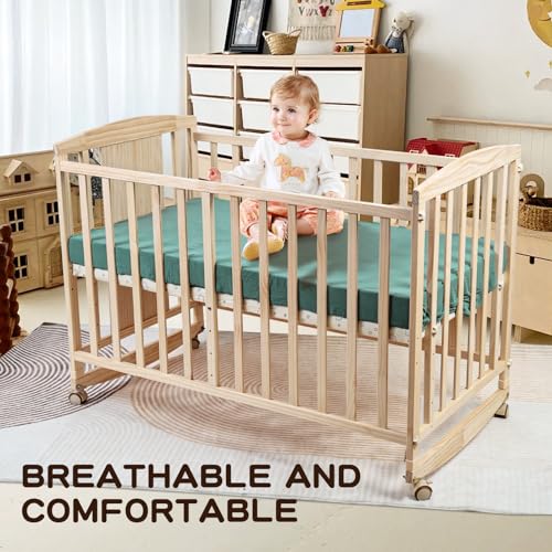 Image of Muslin Cotton Crib Sheets 2 Pack - 100% Cotton, Soft & Breathable - Standard & Toddler Sizes (28x52 Inch) - Unisex, Bohemian Style