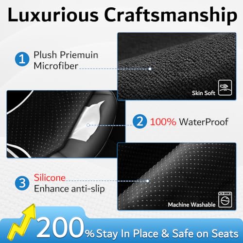 Premium Microfiber Towel Tesla Model Y Juniper/3 Seat Cover, Waterproof | Sweatproof | Machine Washable | Non-Slip, Seat Protector for Tesla Model 3/Y 2016-2026 Interior Accessories - (2Pack, Black) - Image 4