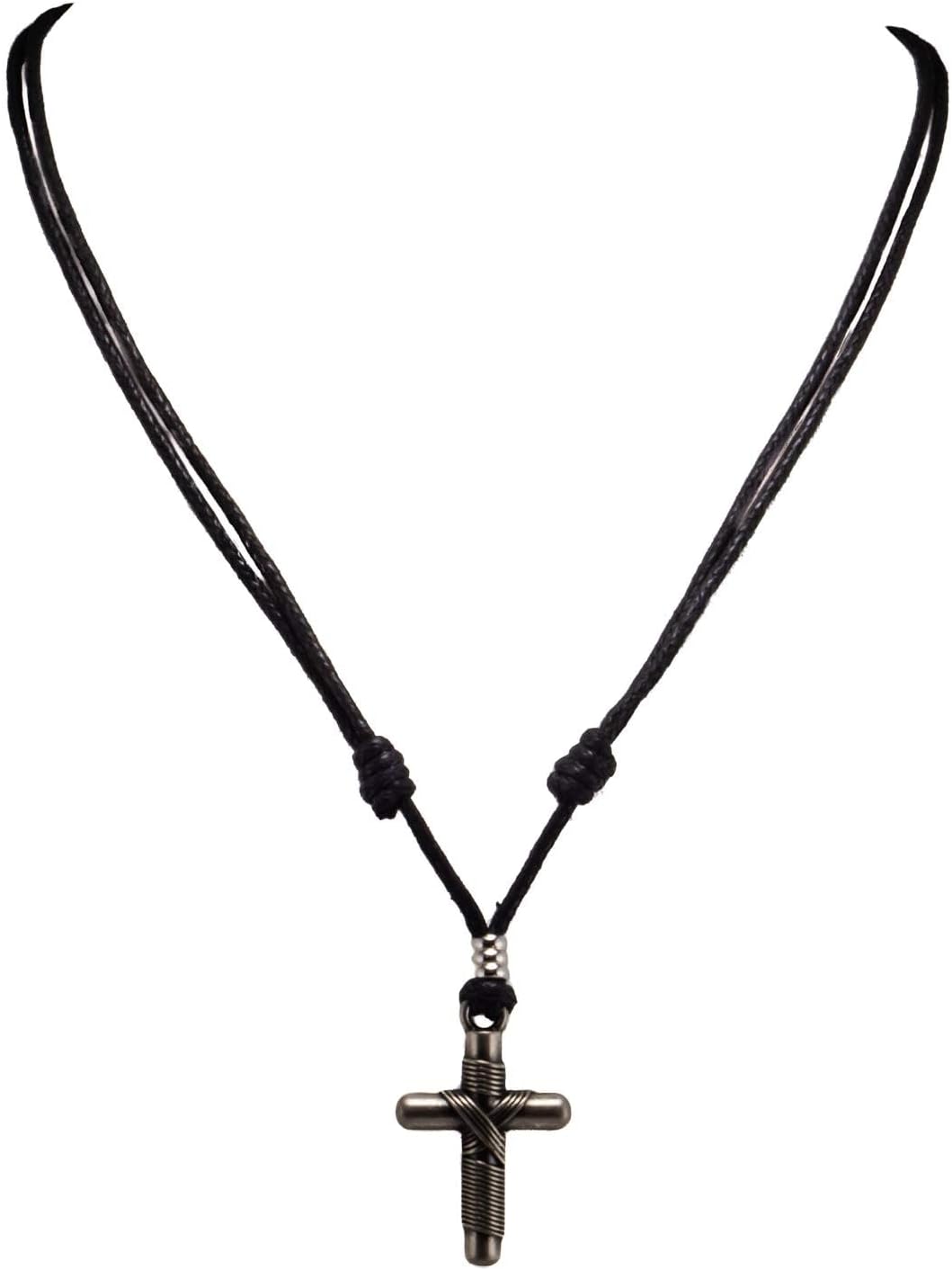 BlueRica Wrapped Cross on Adjustable Cord Necklace