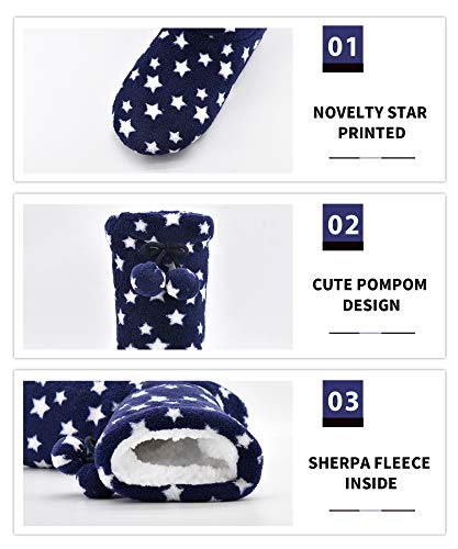 Image of DICUIRD Womens Thick & Warm Slipper Socks with Grippers - Christmas House Slippers